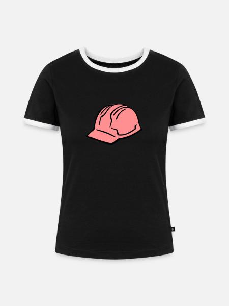Bau Helm - Frauen Kontrast-T-Shirt - Schwarz/Weiß