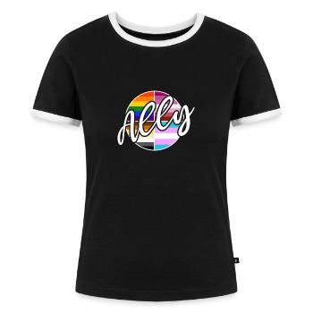 Ally - LGBTIQ Queer Gay Pride CSD Verbündetenschaf - Frauen Kontrast-T-Shirt - Schwarz/Weiß - Vorne - Selfina (174cm)