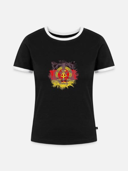 DDR - Frauen Kontrast-T-Shirt - Schwarz/Weiß