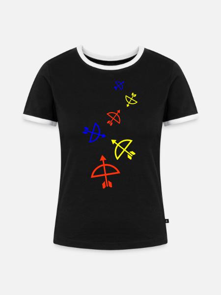 Pfeil und Bogen - Frauen Kontrast-T-Shirt - Schwarz/Weiß
