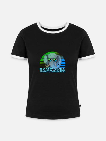 Tansania - Frauen Kontrast-T-Shirt - Schwarz/Weiß