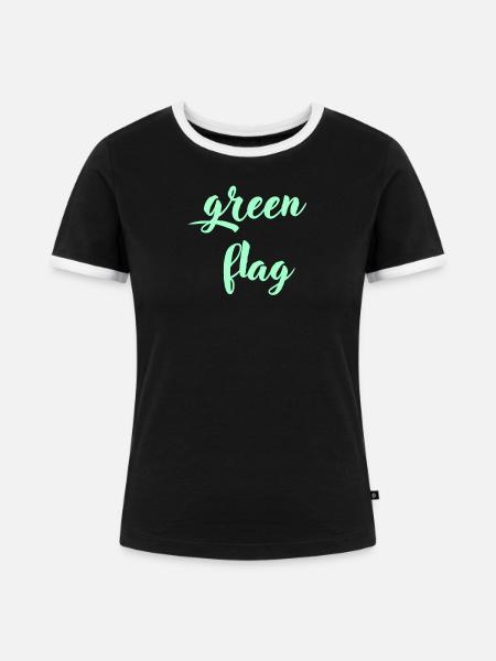 Grüner Flag - Frauen Kontrast-T-Shirt - Schwarz/Weiß