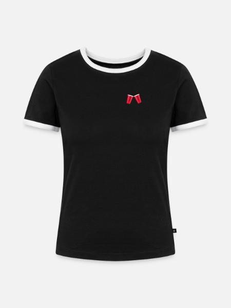 Rote Bierpong Becher - Frauen Kontrast-T-Shirt - Schwarz/Weiß