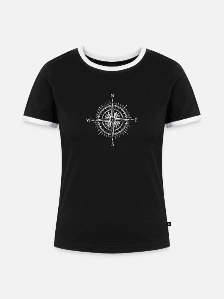 Compass - Frauen Kontrast-T-Shirt - Schwarz/Weiß
