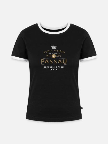 Passau Stadt - Frauen Kontrast-T-Shirt - Schwarz/Weiß