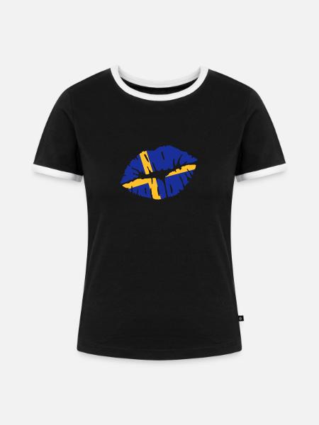 Schweden - Frauen Kontrast-T-Shirt - Schwarz/Weiß