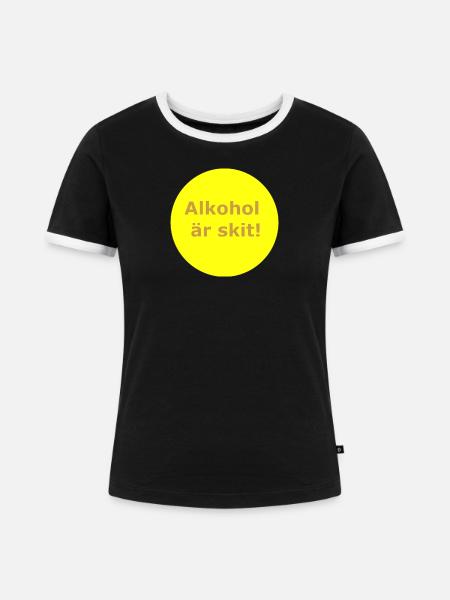 Alkohol ist Scheiße (Gelber Kreis) - Frauen Kontrast-T-Shirt - Schwarz/Weiß