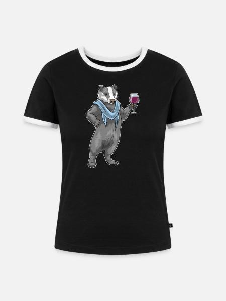 Dachs Rotwein - Frauen Kontrast-T-Shirt - Schwarz/Weiß