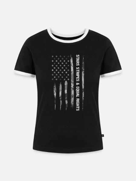 Stars Stripes & Equal Rights - Frauen Kontrast-T-Shirt - Schwarz/Weiß
