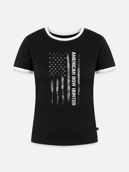 American Bow Hunter - Frauen Kontrast-T-Shirt - Schwarz/Weiß