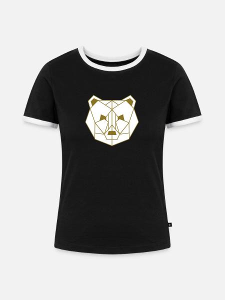 Polygone Bear - Frauen Kontrast-T-Shirt - Schwarz/Weiß