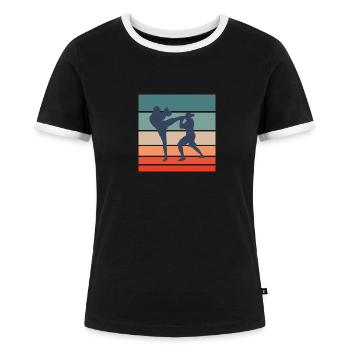 kickboxer kickboxen - Frauen Kontrast-T-Shirt - Schwarz/Weiß - Vorne - Selfina (174cm)
