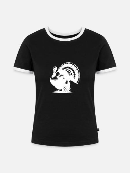 Lustiges Federvieh Truthahn gewaltiges Gefieder - Frauen Kontrast-T-Shirt - Schwarz/Weiß