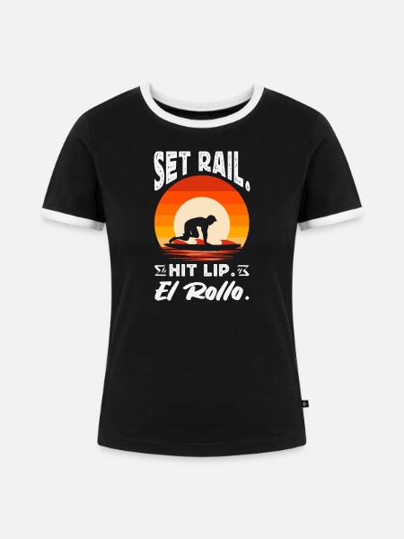 Surfen Surfboarder Bodyboarder - Frauen Kontrast-T-Shirt - Schwarz/Weiß