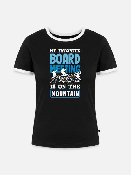 Snowboarden Snowboardtreffen Sessellift - Frauen Kontrast-T-Shirt - Schwarz/Weiß