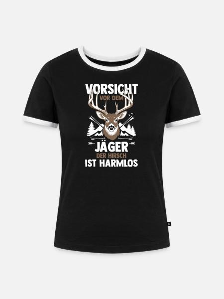 Jagd Jagen Waidmann Jäger - Frauen Kontrast-T-Shirt - Schwarz/Weiß