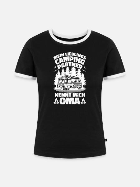 Lieblings Campingpartner Oma - Frauen Kontrast-T-Shirt - Schwarz/Weiß