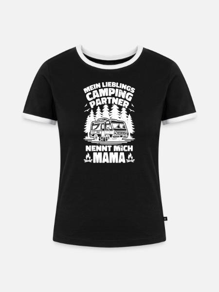 Lieblings Campingpartner Mama - Frauen Kontrast-T-Shirt - Schwarz/Weiß