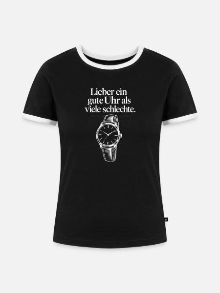 Glaube an deine Zeit Uhrenmotiv - Frauen Kontrast-T-Shirt - Schwarz/Weiß
