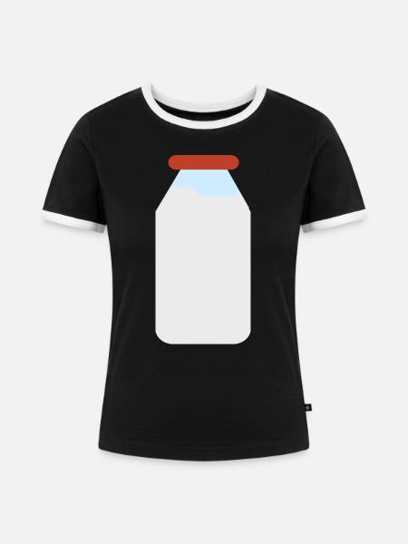 Milchflasche, Milchdesign - Frauen Kontrast-T-Shirt - Schwarz/Weiß