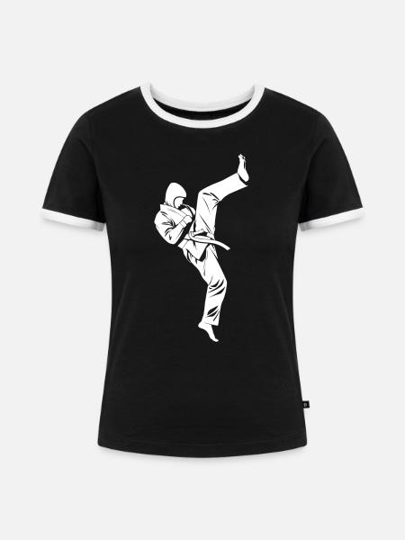 Taekwondo - Frauen Kontrast-T-Shirt - Schwarz/Weiß