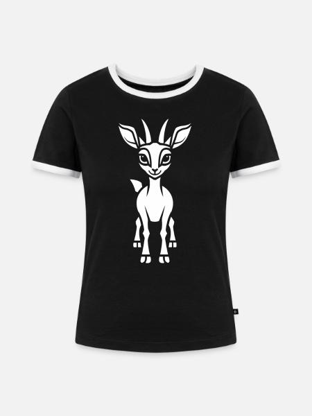 Gazelle - Frauen Kontrast-T-Shirt - Schwarz/Weiß
