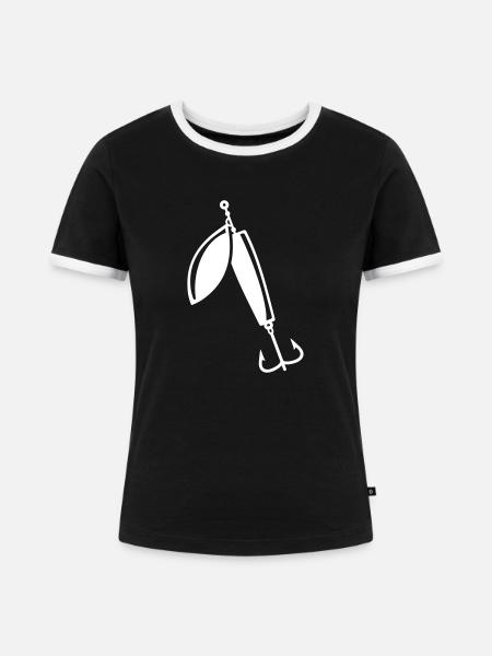Angeln - Frauen Kontrast-T-Shirt - Schwarz/Weiß