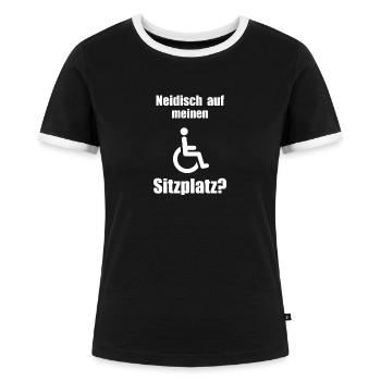 Rollstuhl Witz - Frauen Kontrast-T-Shirt - Schwarz/Weiß - Vorne - Selfina (174cm)
