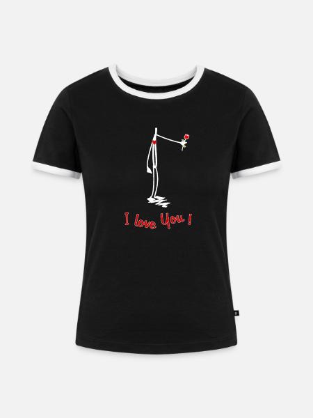 I love You - Frauen Kontrast-T-Shirt - Schwarz/Weiß
