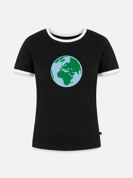 Welt - Frauen Kontrast-T-Shirt - Schwarz/Weiß