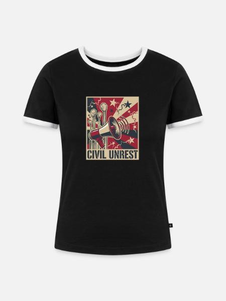 Civil Unrest Resist Propaganda Poster - Frauen Kontrast-T-Shirt - Schwarz/Weiß