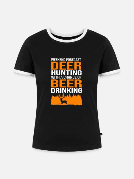 Jäger Jagen - Frauen Kontrast-T-Shirt - Schwarz/Weiß