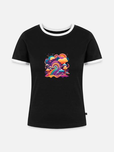 RETRO TRIPPY - Frauen Kontrast-T-Shirt - Schwarz/Weiß