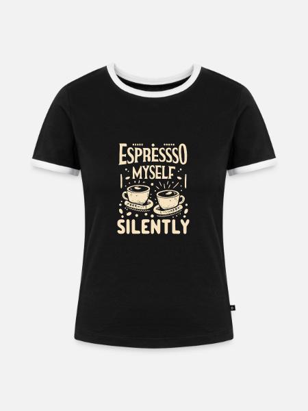 Espresso Myself Silently - Frauen Kontrast-T-Shirt - Schwarz/Weiß