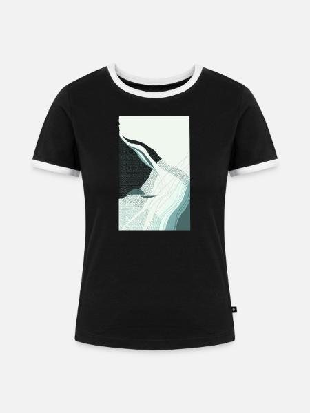Fließende Strukturen - Frauen Kontrast-T-Shirt - Schwarz/Weiß