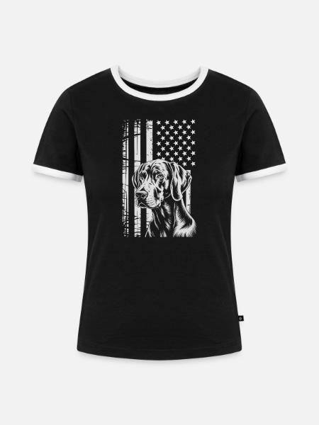 Patriotisches Hundeporträt - Frauen Kontrast-T-Shirt - Schwarz/Weiß