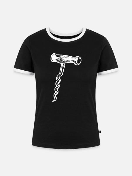 Korkenzieher Wein - Frauen Kontrast-T-Shirt - Schwarz/Weiß