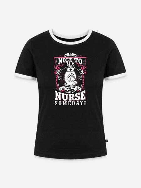 Krankenschwester nett - Frauen Kontrast-T-Shirt - Schwarz/Weiß