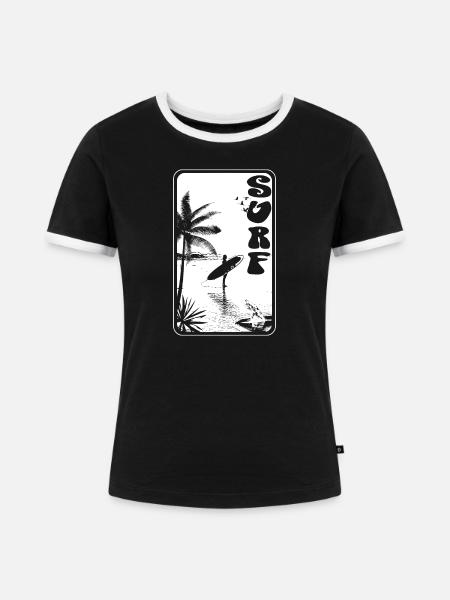 SURFEN - Frauen Kontrast-T-Shirt - Schwarz/Weiß