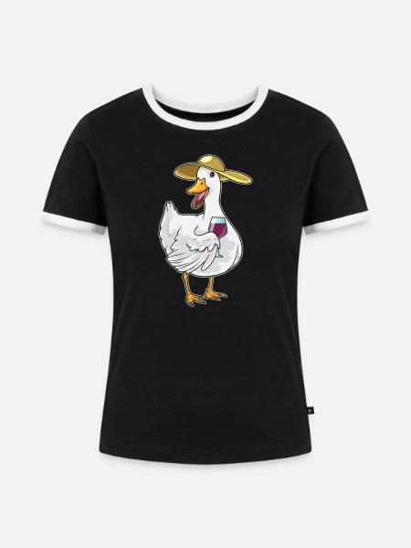 Ente Rotwein - Frauen Kontrast-T-Shirt - Schwarz/Weiß