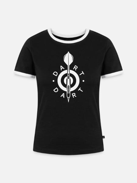 Dart-Logo mit Pfeil und Bullseye - Frauen Kontrast-T-Shirt - Schwarz/Weiß