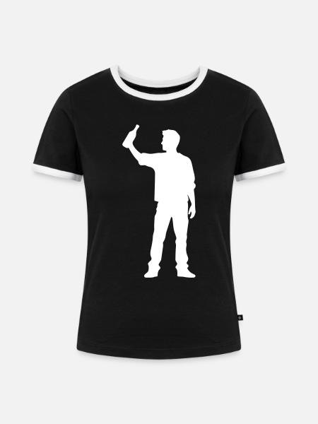 Trinken Silhouette - Frauen Kontrast-T-Shirt - Schwarz/Weiß