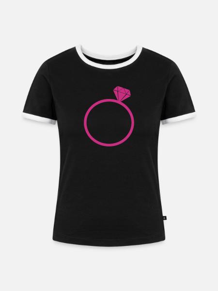 diamantring - Frauen Kontrast-T-Shirt - Schwarz/Weiß