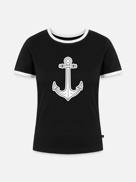 Anker Schiff Segeln - Frauen Kontrast-T-Shirt - Schwarz/Weiß