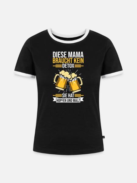 Bier Bierliebhaberin Mutter Mama - Frauen Kontrast-T-Shirt - Schwarz/Weiß