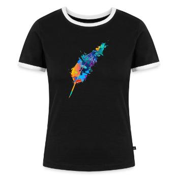 Feder - Frauen Kontrast-T-Shirt - Schwarz/Weiß - Vorne - Selfina (174cm)