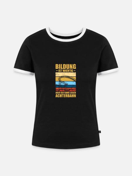 Bildung Freizeitpark Rollercoaster Achterbahn - Frauen Kontrast-T-Shirt - Schwarz/Weiß