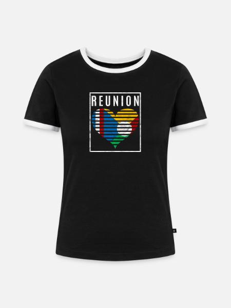 Réunion - Frauen Kontrast-T-Shirt - Schwarz/Weiß