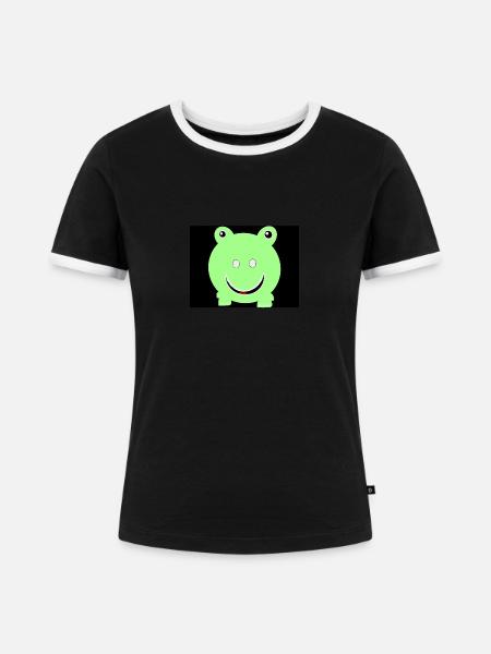 Runder Frosch - Frauen Kontrast-T-Shirt - Schwarz/Weiß