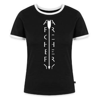 Bogenschießen Bogenschiessen Archery Pfeil Bogen - Frauen Kontrast-T-Shirt - Schwarz/Weiß - Vorne - Selfina (174cm)